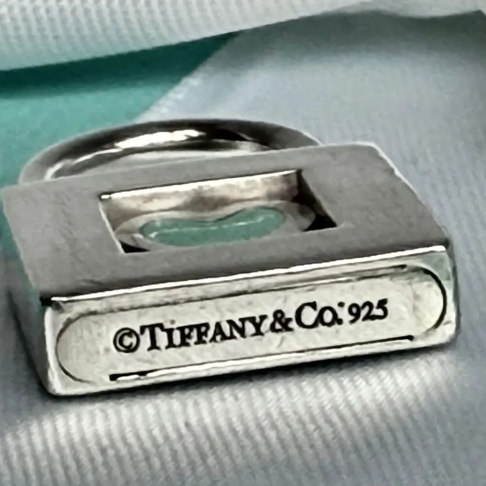 Tiffany & Co sterling silver padlock charm with blue enamel heart - Picture 13 of 15